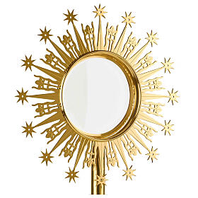 Molina monstrance of gold plated brass with stars and ears of wheat, 25 in