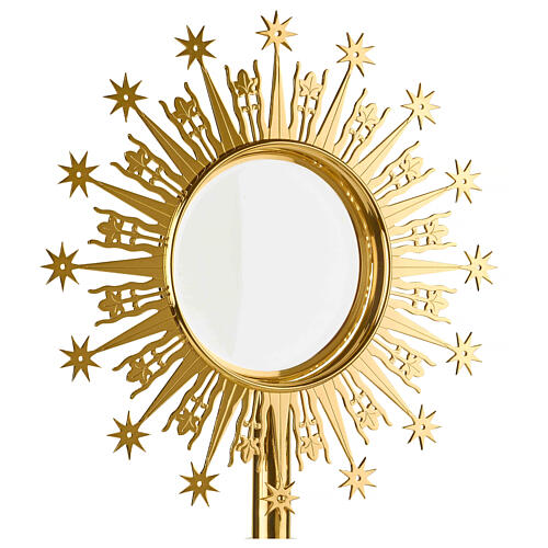Molina monstrance of gold plated brass with stars and ears of wheat, 25 in 2