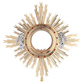 Baroque monstrance for Magna Host with angels and red stones, h 46 in