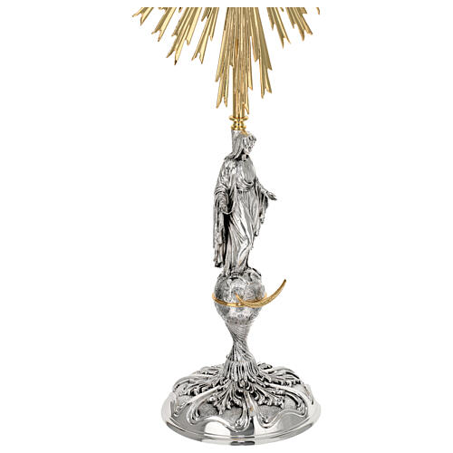 Ostensorio Inmaculada Concepción piedras azules radiante latón bicolor 85 cm 6