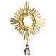 Ostensorio Inmaculada Concepción piedras azules radiante latón bicolor 85 cm s4