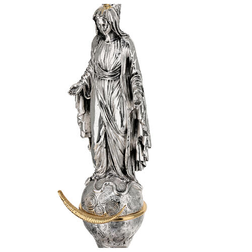 Ostensório Imaculada Conceição pedras azuis raios latão bicolor 85 cm 2