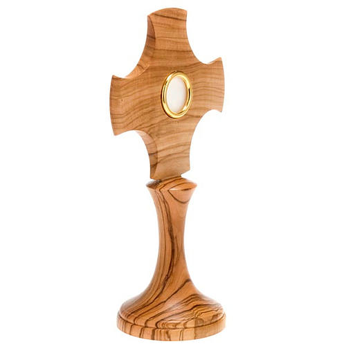 Ostensoir en bois d'olivier, modèle croix 6