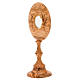 Monstrance in olive wood 8cm window ears of wheat grapes s4