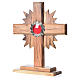 Reliquary in olive wood with rays H20cm, display in silver meta s2
