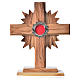 Relikwiarz drewno oliwne krzyż promienie h 20 cm z kustodium metal posrebrzany s1