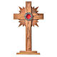 Relikwiarz drewno oliwne promienie krzyż 29 cm z kustodium metal posrebrzany s1