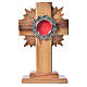 Reliquary in olive wood with rays H15cm, display in silver meta s1