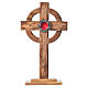 Reliquary in olive wood H29cm, display in silver metal s1