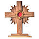 Reliquary in olive wood with rays H20cm, display 800 silver sto s1