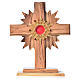 Monstrance in olive wood with rays H20cm, display 800 silver sto s1