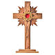 Monstrance in olive wood with rays H29cm, display golden 800 sil s1
