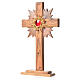 Monstrance in olive wood with rays H29cm, display golden 800 sil s2