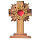 Monstrance H15cm in olive wood with rays, display 800 silver sto s1