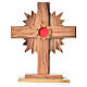 Monstrance H20cm in olive wood with rays, display 800 silver sto s1