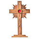 Relikwiarz drewno oliwne promienie krzyż 29 cm kustodium ośmioboczne srebro 800 s1