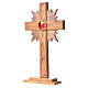 Monstrance H29cm in olive wood with rays, octagonal display 800 s2