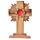 Monstrance H15cm in olive wood with rays, octagonal display 800 s1