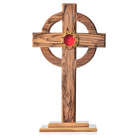 Monstrance H29cm in olive wood, octagonal display in 800 silver
