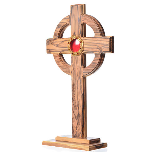Monstrance H29cm in olive wood, octagonal display in 800 silver 2