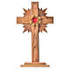 Relikwiarz drewno oliwne promienie krzyż 29 cm kustodium srebro 800 s1