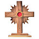 Monstrance in olive wood cross with rays, 20cm octagonal 800 sil s1