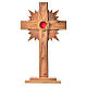 Monstrance in olive wood cross with rays, 29cm octagonal 800 sil s1