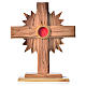 Monstrance in olive wood with rays, 20cm round golden 800 silver s1