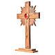 Monstrance in olive wood with rays, 29cm round golden 800 silver s2