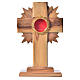 Monstrance in olive wood with rays, 15cm round golden 800 silver s1
