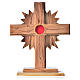 Monstrance in olive wood cross with rays, 20cm round 800 silver s1