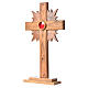 Relikwiarz drewno oliwne promienie krzyż 29 cm kustodium okrągłe srebro 800 s2