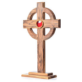 Monstrance in olive wood with rays, 29cm round 800 silver displa