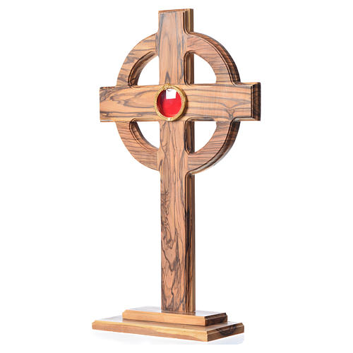Monstrance in olive wood with rays, 29cm round 800 silver displa 2