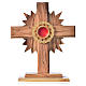 Monstrance in olive wood cross with rays, 20cm round 800 silver s1