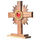 Monstrance in olive wood cross with rays, 20cm round 800 silver s2