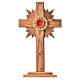 Relikwiarz drewno oliwne promienie krzyż 29 cm kustodium filigran srebra 800 s1