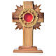 Monstrance in olive wood cross with rays, 15cm 800 silver filigr s1