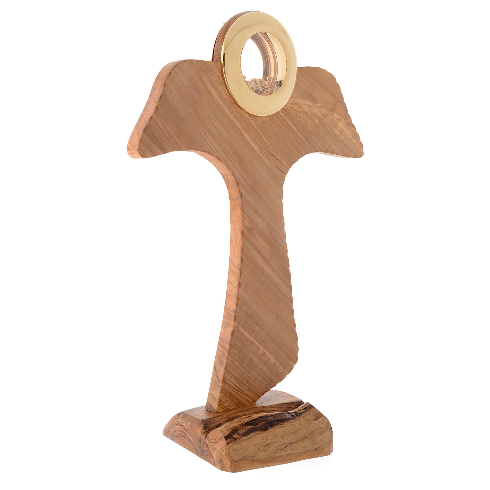 Olive wood monstrance Tau shaped, diameter 9 cm | online sales on ...