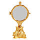 Gold plated monstrance with capital shaped base h 7 in s1
