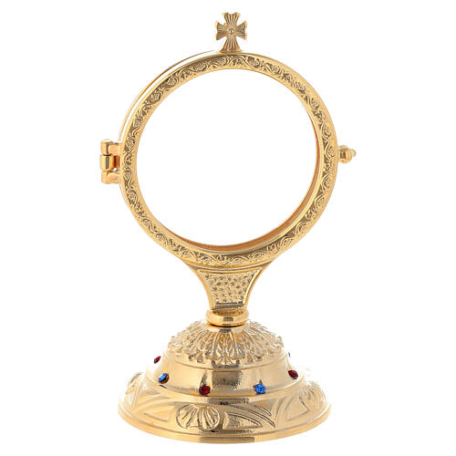Golden monstrance with decorative stones on the base, h. 15 cm 3
