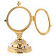 Golden monstrance with decorative stones on the base, h. 15 cm s4