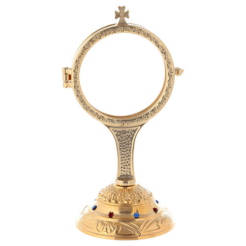 Golden monstrance with decorative stones on the base, h. 18 cm 3