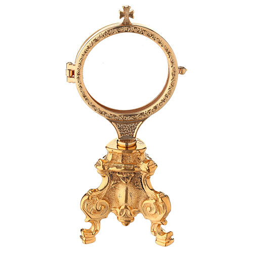 Monstrance with gold plated Rococo base h 7 1/2 in 1