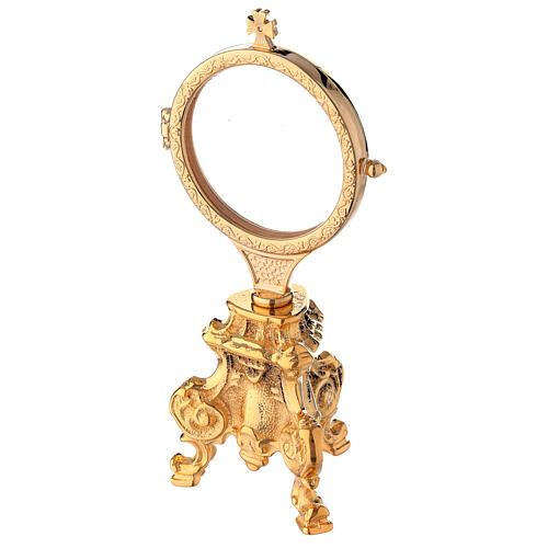 Monstrance with gold plated Rococo base h 7 1/2 in 2