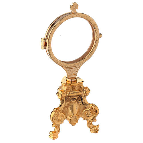 Monstrance with gold plated Rococo base h 7 1/2 in 3