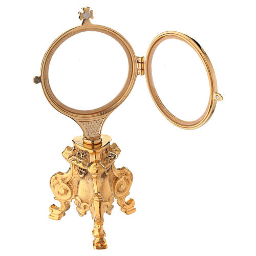 Monstrance with gold plated Rococo base h 7 1/2 in 4