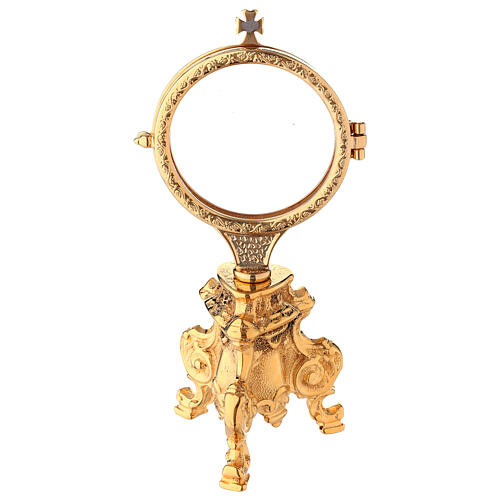 Monstrance with gold plated Rococo base h 7 1/2 in 5
