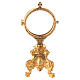 Monstrance with gold plated Rococo base h 7 1/2 in s1