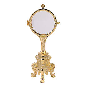 Monstrance with with gold plated Rococo base h 8 1/2 in